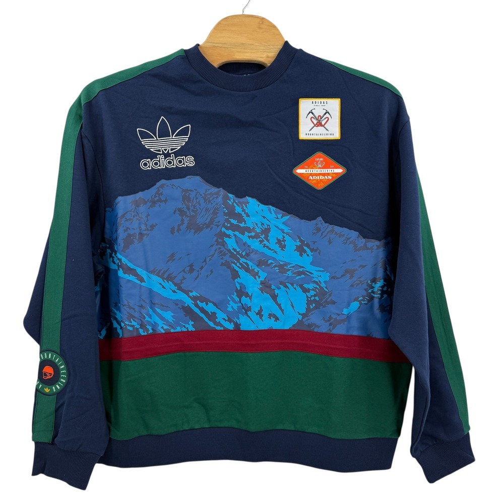 Adidas‎ Men's Sky Mntn Art Crewneck Sweatshirt Navy Blue Green Graphic